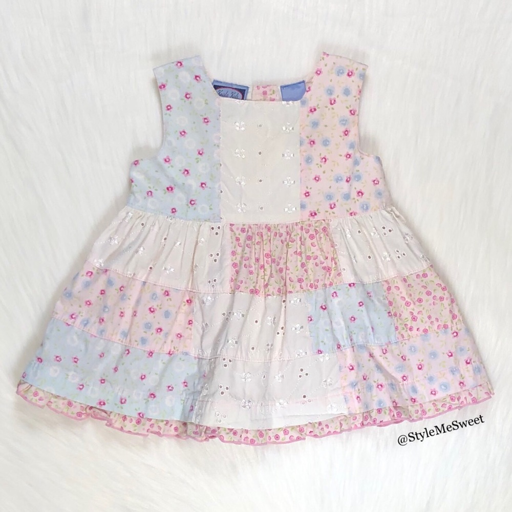 Koala Kids floral and embroidery patchwork dress